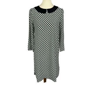 Kate Spade Kassia Silk 3/4 Sleeve Exposed Back Zipper Geo Shift Dress Medium